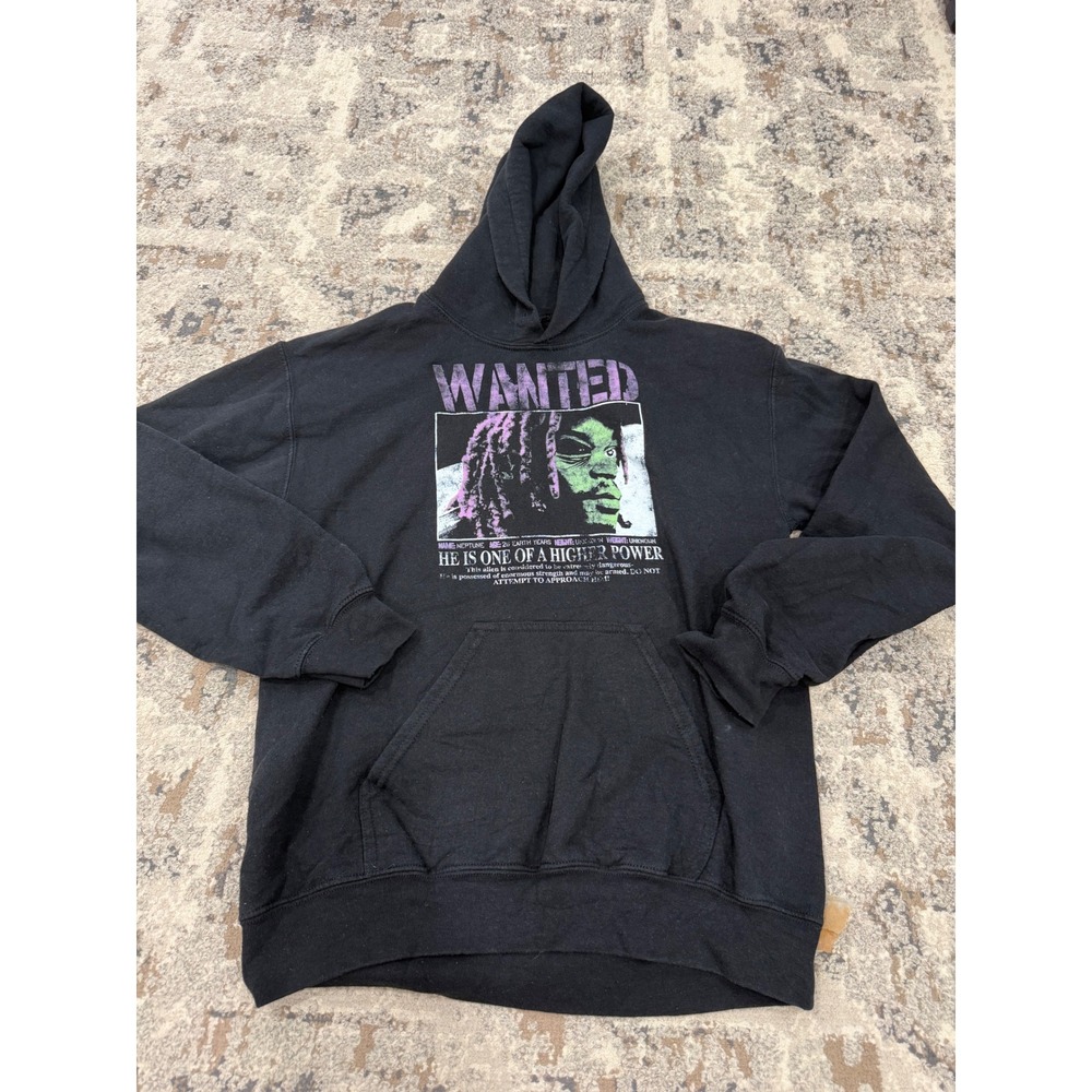 Lucki Flawless Like Me 2023 Tour Hoodie Black Wanted Graphic Mens Small